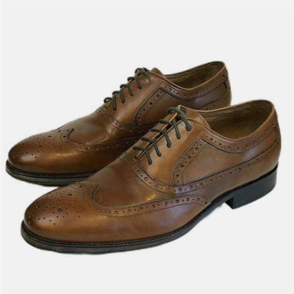 Men's Johnston Murphy Brown Wing Tip Shoes Size 8.5 M - Picture 5 of 14